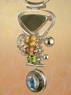 citrine peridot pendant kind piro pyra gregory gold artist handmade silver